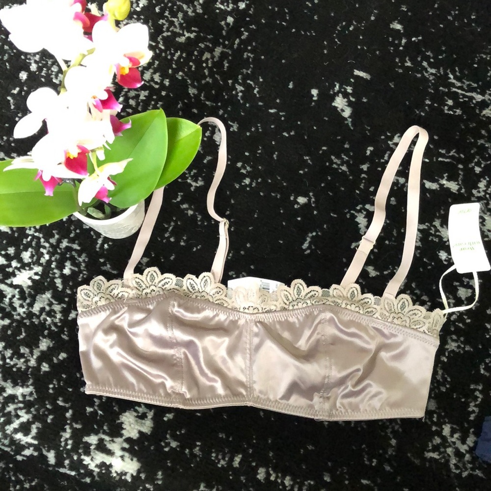 Aerie silk blush bralette lingerie lace NWT